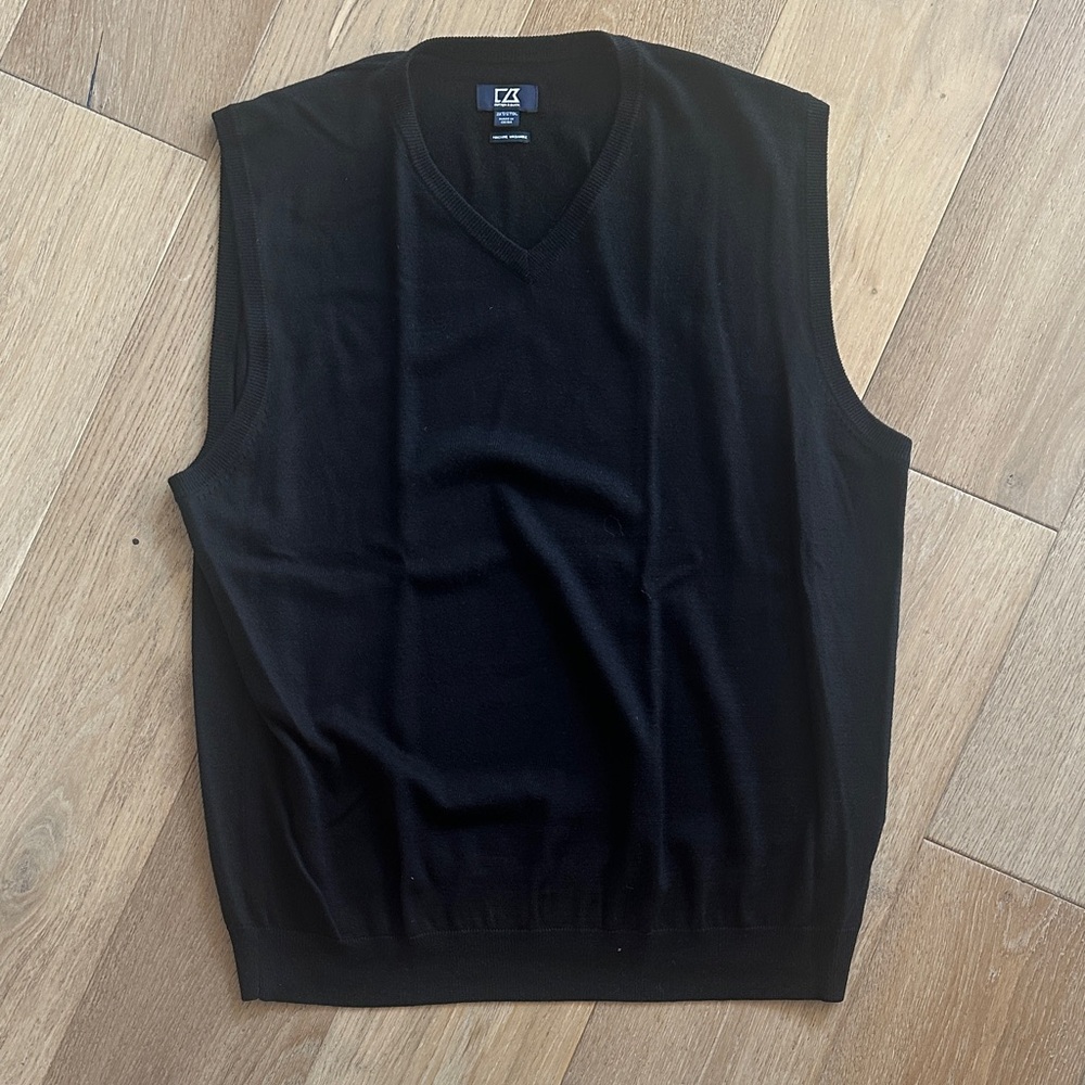 Cutter & Buck Men's V-Neck Black Sweater Vest